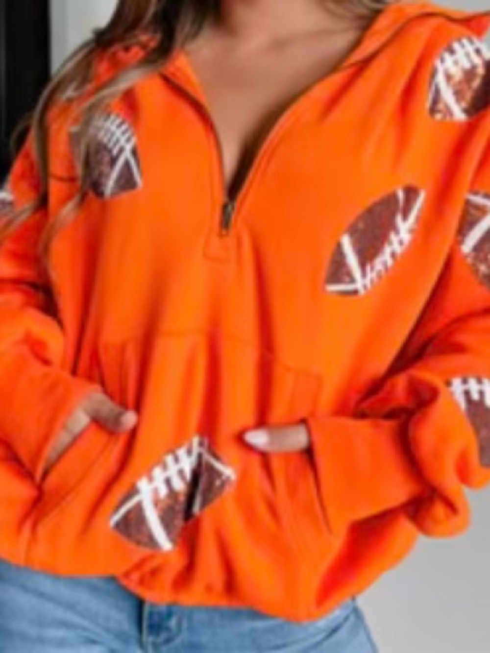 BiBi Orange Football Sequin Sweatshirt